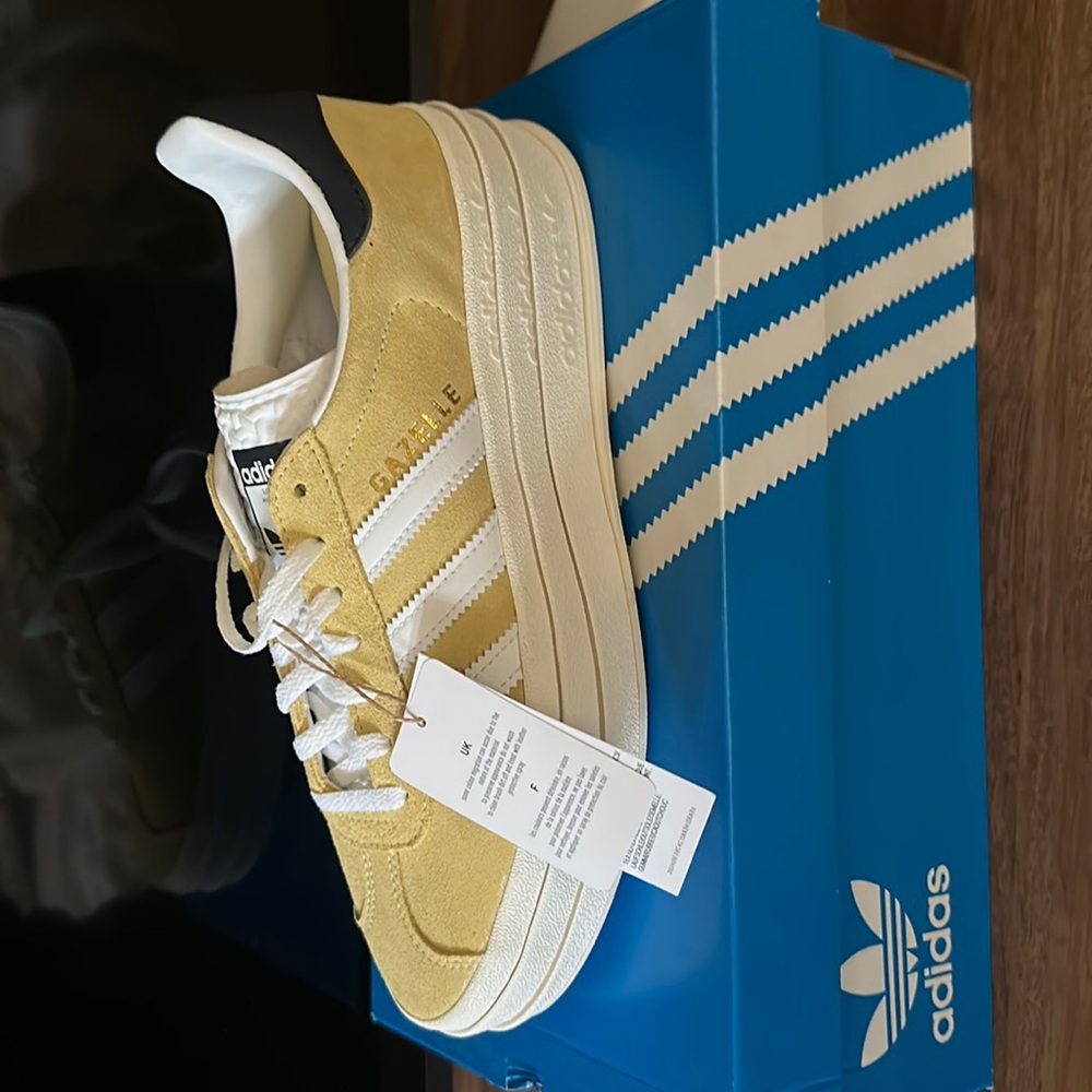 Adidas gazelle bold yellow& white womens size 7.5